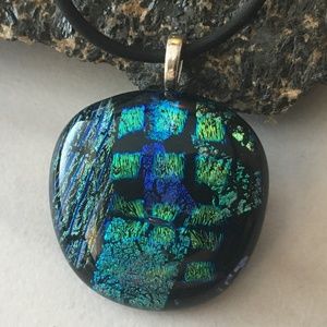 Handcrafted Fused Dichroic Glass Pendant